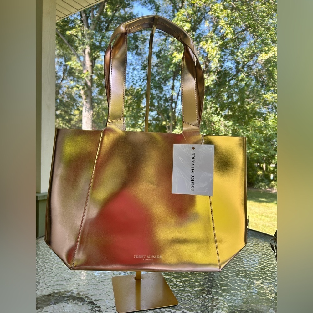 NWT- AUTHENTIC Issey Miyake Metallic Gold Tote Bag